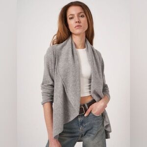 Marc Cain Heather Gray Drape Virgin Wool Cardigan